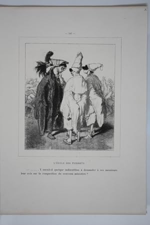 L école des Pierrots, Lithographie von Paul Gavarnie (1804 - 1866) um 1850, Blattgröße: 37,7 x 26...