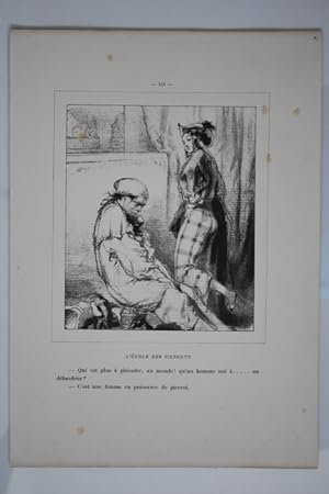 L école des Pierrots, Lithographie von Paul Gavarnie (1804 - 1866) um 1850, Blattgröße: 37,7 x 26...