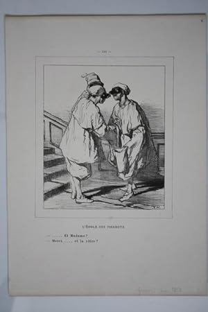 L école des Pierrots, Lithographie von Paul Gavarnie (1804 - 1866) um 1850, Blattgröße: 37,7 x 26...