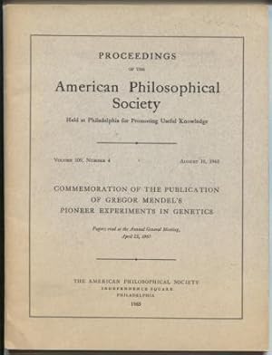 Seller image for Proceedings of the American Philosophical Society. Vol. 109, Number 4 for sale by E Ridge Fine Books