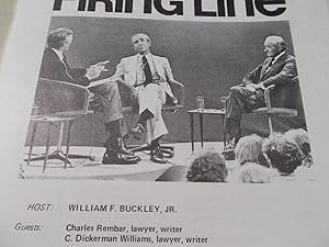 Bild des Verkufers fr Firing Line Program Transcript (No. 96 1973) William F. Buckley, Jr. (Host) Charles Rembar and C. Dickerman Williams (Guests) "How Much Protection for the Press?" (Subject) zum Verkauf von Bloomsbury Books