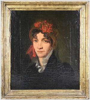 Bildnis einer Frau mit blumengschmücktem Hut