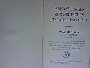 Bild des Verkufers fr Abhandlungen zur Deutschen Literaturgeschichte. zum Verkauf von Antiquariat Bookfarm