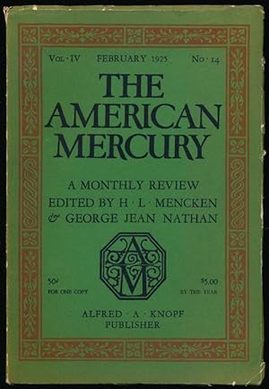 Bild des Verkufers fr The American Mercury, February 1925 A Monthly Review; Vol. IV, No. 14 zum Verkauf von Good Books In The Woods