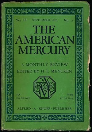 Seller image for The American Mercury, September 1926 A Monthly Review, Vol. IX, No. 33 for sale by Good Books In The Woods