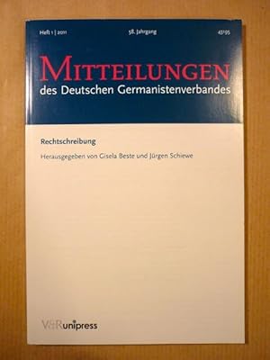 Seller image for Rechtschreibung (Mitteilungen des Deutschen Germanistenverbandes; 58. Jahrgang 2011, Heft 1, einzeln) for sale by Antiquariat Bernhard