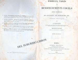 Formules, Tables et Renseignements Usuels. Aide - Mémoire des Ingénieurs, des Architectes . Parti...