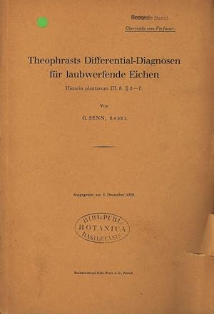 Seller image for Theophrasts Differential-Diagnosen fr laubwerfende Eichen. Historia plantarum III. 8.  2 7. for sale by Antiquariat Bookfarm