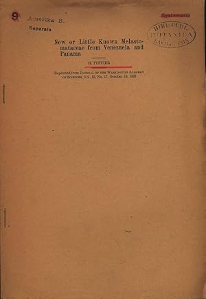 Bild des Verkufers fr New or Little Known Melasto-mataceae from Venezuela and Panama. Reprinted from Journal of the Washington Academy of Sciences, Vol. 13, No. 17, October 19, 1923. zum Verkauf von Antiquariat Bookfarm