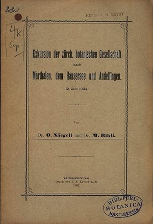 Imagen del vendedor de Exkursion der Zrch. botanischen Gesellschaft nach Marthalen, dem Hausersee und Andelfingen, 12. Juni 1904. a la venta por Antiquariat Bookfarm