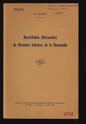 Seller image for Beyrichiidae (Ostracodes) du Dvonien infrieur de la Normandie. EXTRAIT DU BULLETIN DE LA SOCIT LINNENNE DE NORMANDIE. 10* Srie. 6* Volume. Anne 1965. for sale by Antiquariat Bookfarm