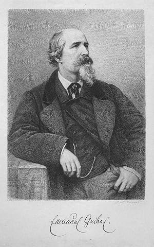 Seller image for Emanuel Geibel (Brustbild sitzend, mit Uhrkette; mit faks. Autograph). for sale by Antiquariat Ruthild Jger