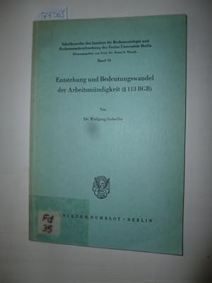 Imagen del vendedor de Entstehung und Bedeutungswandel der Arbeitsmndigkeit ( 113 BGB) a la venta por Gebrauchtbcherlogistik  H.J. Lauterbach