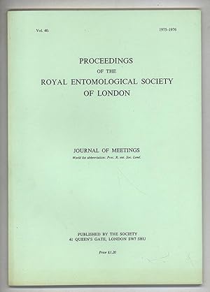 Proceedings of the Royal Entomological Society of London. Journal of Meetings Vol 40