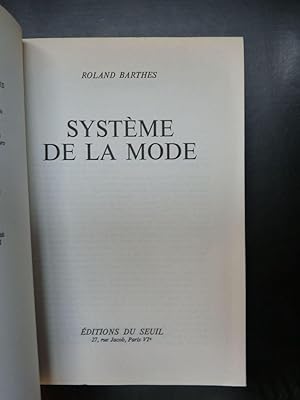 Image du vendeur pour Systme de la Mode mis en vente par Librairie Axel Benadi