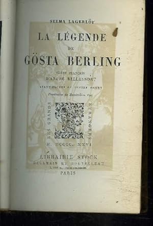 Immagine del venditore per LA LEGENDE DE GOSTA BERLING venduto da Le-Livre