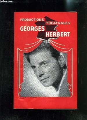 Seller image for PROGRAMME DE THEATRE: PRODUCTIONS THEATRALES GEORGES HERBERT /AMPHITRYON 38- DE JEAN GIRAUDOUX / avec en distribution: AUMONT- GIL- MALAMBERT. for sale by Le-Livre