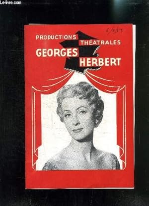 Image du vendeur pour PROGRAMME DE THEATRE: PRODUCTIONS THEATRALES GEORGES HERBERT / LE CHANDELIER- D ALFRED DE MUSSET/ avec en distribution: MARCEL-VERGNE- DARRIEUX- DACQMINE. mis en vente par Le-Livre