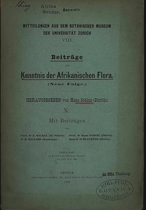 Seller image for Beitrge zur Kenntnis der afrikanischen Flora (Noue Folge) X. MITTEILUNGEN AUS DEM BOTANISCHEN MUSEUM DER UNIVERSITT ZRICH, VIII. for sale by Antiquariat Bookfarm