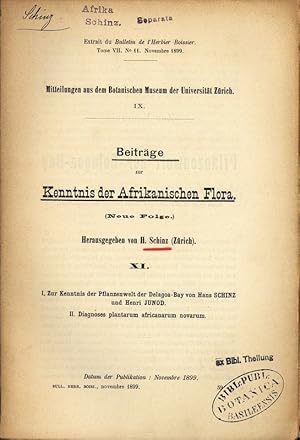 Seller image for Beitrge zur Kenntnis der afrikanischen Flora (Noue Folge) XI. Mitteilungen aus dem Botanischen Museum der Universitt Zrich. IX. Extrait du Bulletin de l'Herbier Boissier Tome VII. No 11. Novembre 1899. for sale by Antiquariat Bookfarm