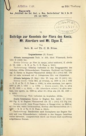 Seller image for Beitrge zur Kenntnis der Flora des Kenia, Mt Aberdare und Mt. Elgon X. Aus  Notizblatt des Bot. Gart. u. Mus. Berlin-Dahlem" Bd. X Nr. 91 (10. Juli 1927). for sale by Antiquariat Bookfarm