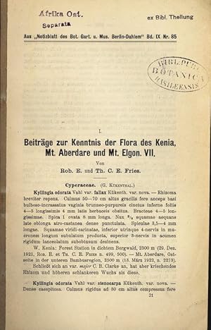 Seller image for I. Beitrge zur Kenntnis der Flora des Kenia, Mt. Aberdare und Mt. Elgon. VII. Aus  Notizblatt des Bot. Gart. u. Mus. Berlin-Dahlem" Bd. IX Nr. 85. for sale by Antiquariat Bookfarm