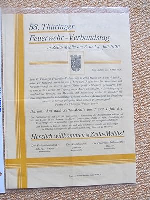 58. Thüringer Feuerwehr- Verbandstag in Zella- Mehlis, am 3. und 4. Juli 1926