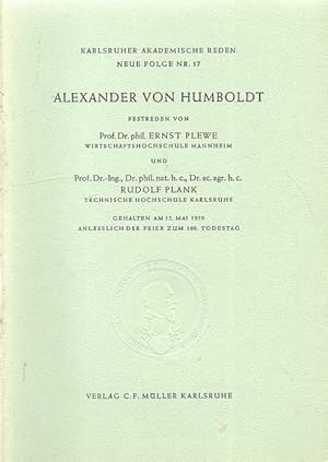 Bild des Verkufers fr Alexander von Humboldt (Festreden am 12. Mai 1959 anl. des 100. Todestages) zum Verkauf von ANTIQUARIAT H. EPPLER