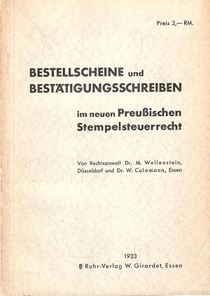 Seller image for Bestellscheine und Besttigungsschreiben im neuen preussischen Stempelsteuerrecht. for sale by Brbel Hoffmann