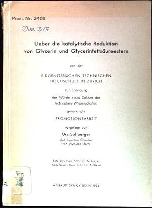 Image du vendeur pour ber die katalytische Reduktion von Glycerin und Glycerinfettsureestern mis en vente par books4less (Versandantiquariat Petra Gros GmbH & Co. KG)