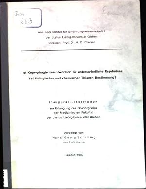 Seller image for Ist Koprophagie verantwortlich fr unterschiedliche Ergebnisse bei biologischer und chemischer Thiamin-Bestimmung for sale by books4less (Versandantiquariat Petra Gros GmbH & Co. KG)