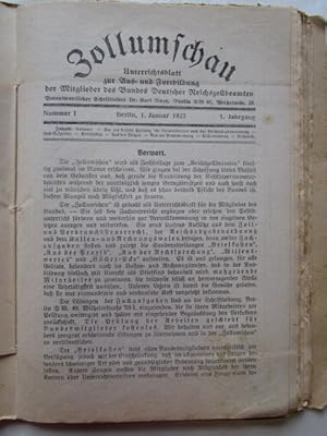 Zollumschau und Zoll und Steuer 1927 Unterrichtsblatt zur Aus- und Fortbildung der Mitglieder des...