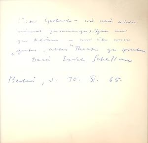Eigenhändige Widmung mit Unterschrift mit blauem Tintenkuli für Gerlach Fiedler, Berlin, datiert ...