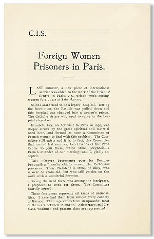 Bild des Verkufers fr Foreign Women Prisoners in Paris [drop title] zum Verkauf von Lorne Bair Rare Books, ABAA