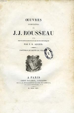 Image du vendeur pour OEUVRES COMPLETES DE J. J. ROUSSEAU, TOME XVI, PARTITIONS DU EDVIN DU VILLAGE mis en vente par Le-Livre