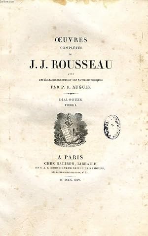 Image du vendeur pour OEUVRES COMPLETES DE J. J. ROUSSEAU, TOMES XX-XXI, DIALOGUES (2 TOMES) mis en vente par Le-Livre