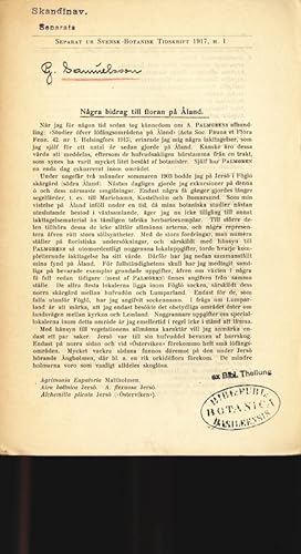 Imagen del vendedor de Ngra bidrag till floran p land. Separat ur Svensk Botanisk Tidskrift 1917, H. 1. a la venta por Antiquariat Bookfarm