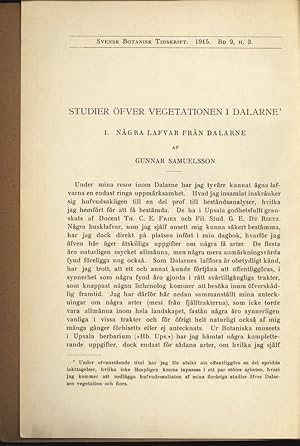 Imagen del vendedor de STUDIER OFVER VEGETATIONEN I DALARNE. Svensk Botanisk Tidskrift. 1915. Bd. 9, H. 3. a la venta por Antiquariat Bookfarm