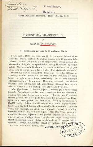 Imagen del vendedor de Floristiska fragment. I. Svensk Botanisk Tidskhift. 1923. Bd. 17, H. 2. a la venta por Antiquariat Bookfarm