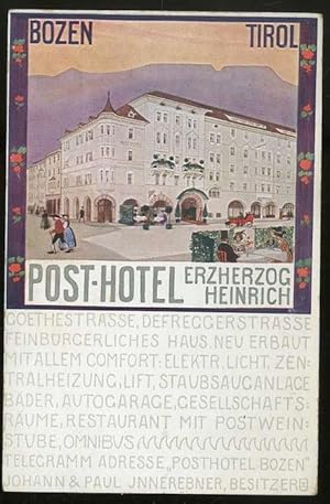 Imagen del vendedor de Bozen. Tirol. Post-Hotel. Erzherzog Heinrich. a la venta por Studio Bibliografico Adige