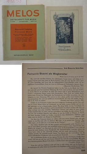 Seller image for Melos, Zeitschrift fr Musik, 13.Jahr, Juli / August 1934, Heft 7 / 8 * R e i c h s k i r c h e n g e s a n g s t a g i n D e s s a u u n d Z e r b s t for sale by Galerie fr gegenstndliche Kunst