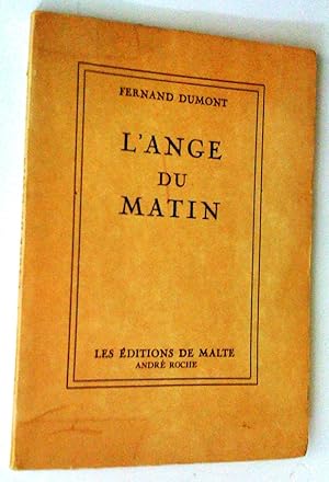 Seller image for L'Ange du matin. Pomes suivis de Conscience du pome for sale by Claudine Bouvier