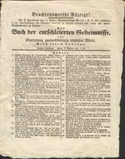 Einblattdruck mit Buchhändleranzeige: 'Beachtenswerthe Anzeige! Bei L. Fernbach ist soeben erschi...