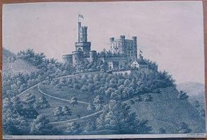 Getönte Original-Lithographie vom Schloß Ortenberg in der Ortenau.