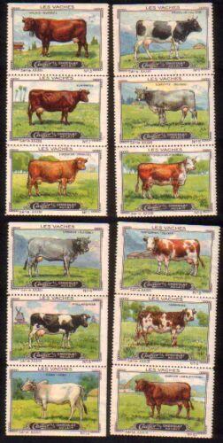 Les Vaches. Serie XXXIII Komplette Serie mit 12 Marken.