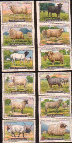 Les Moutons. Serie XVI. Komplette Serie mit 12 Marken (Nestle).