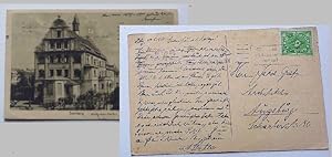 Historische Ansichtskarte von Bamberg mit Ansicht des Krankenhaus-Pavillon. Autograph des Archite...