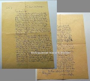 Original-Brief in Tinte von Anton Dörfler an Hanna Röhr, ein Blatt, zweiseitig beschrieben.