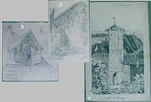 Wangen im Allgäu: 3 Original-Zeichnungen (eine Tusch-Feder-, 2 Bleistift-Zeichnungen) von Ludwig ...