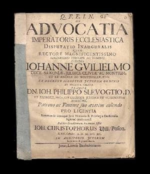 De advocatia imperatoris ecclesiastica. Disputatio inauguralis.